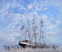 Le Belem - huile sur toile de 1988 par André Hambourg