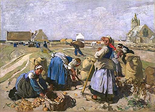 La récolte de pommes de terre - huile sur toile de 1907 par Lucien Simon