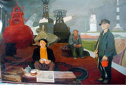 La Rochelle - huile sur toile circa 1940 par Boris Taslitzky