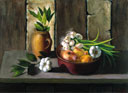 Ail et oignon - huile sur toile de 1986 par Henri Jannot