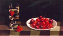 Fraises et cerises - huile sur toile de 1972 par Henri Jannot