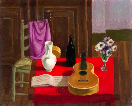 Henri Jannot - Huile sur toile - Guitare - 1946