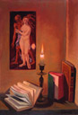 Hommage à Hans Baldung - huile sur toile de 1969 par Henri Jannot