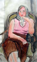 Femme assise - Aquarelle de 1934 par Henri Jannot
