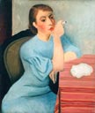 La robe bleue - huile sur toile de 1931 par Henri Jannot