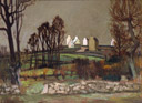 Maisons bretonnes - huile sur toile de 1960 par Henri Jannot