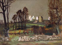 Maisons bretonnes - huile sur toile de 1960 par Henri Jannot