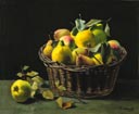 Panier de coings - huile sur toile de 1980 par Henri Jannot