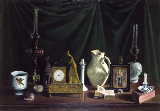 Henri Jannot - Huile sur toile - La vitrine de l'antiquaire - 1983